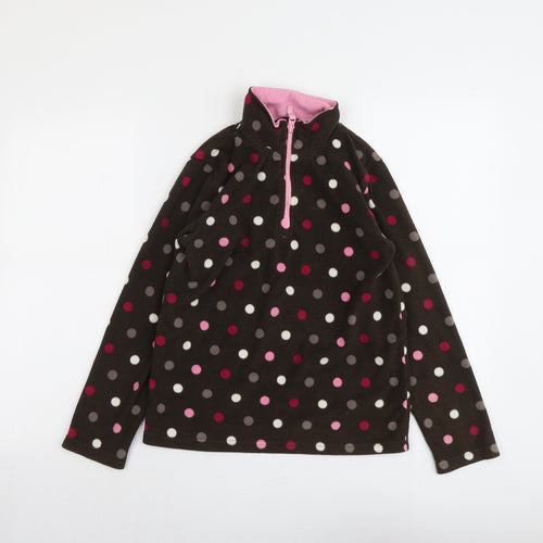 Peter Storm Girls Brown Polka Dot Polyester Pullover Sweatshirt Size 11-12 Years Zip