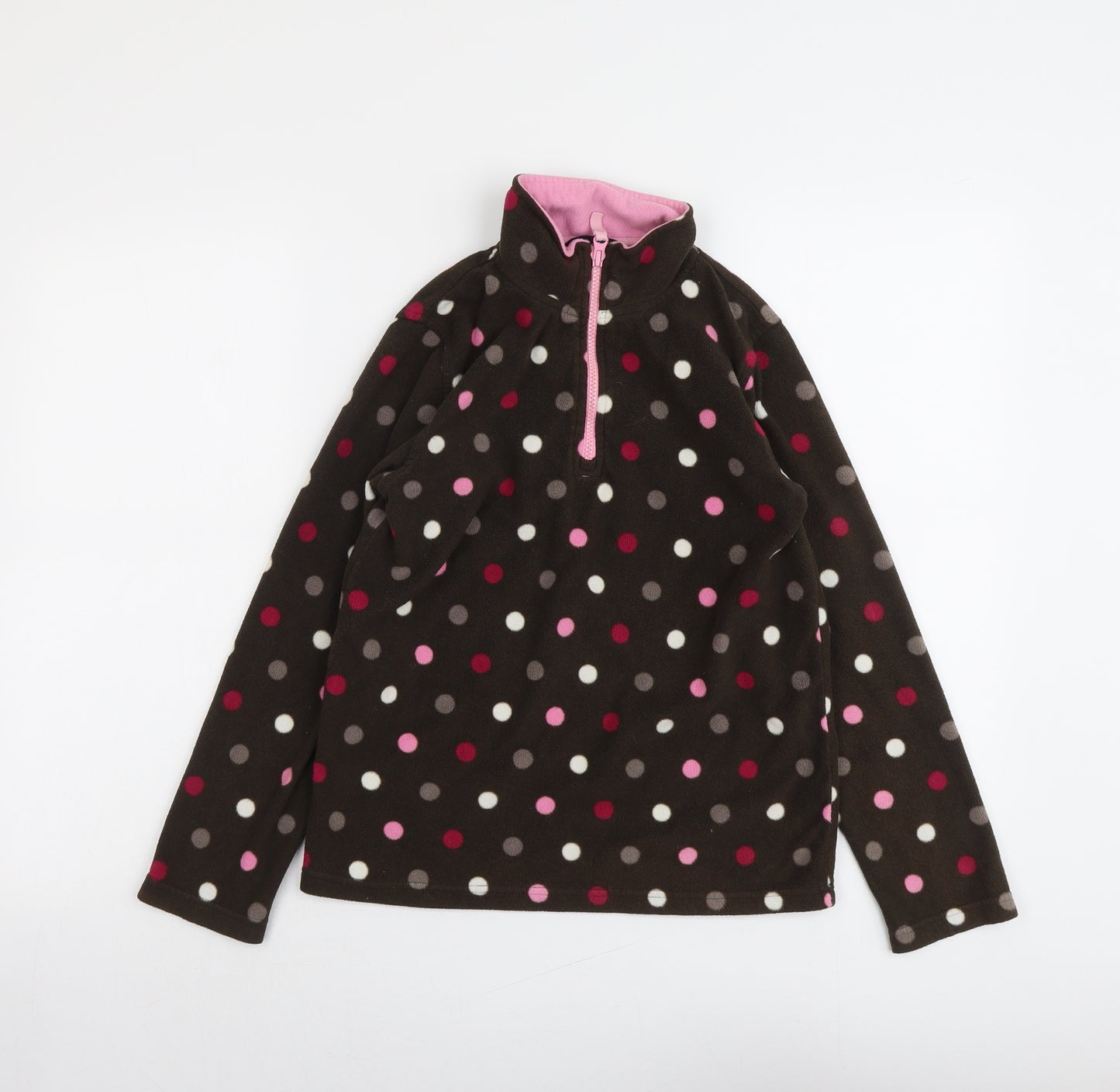 Peter Storm Girls Brown Polka Dot Polyester Pullover Sweatshirt Size 11-12 Years Zip