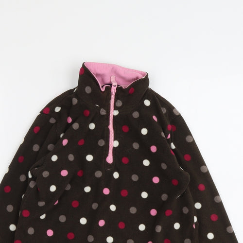 Peter Storm Girls Brown Polka Dot Polyester Pullover Sweatshirt Size 11-12 Years Zip