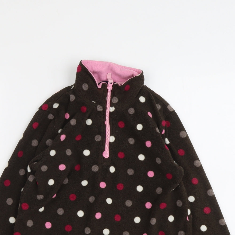 Peter Storm Girls Brown Polka Dot Polyester Pullover Sweatshirt Size 11-12 Years Zip