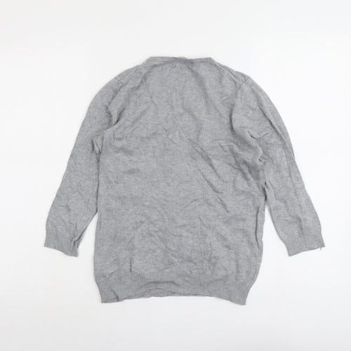 Marks and Spencer Womens Grey V-Neck Viscose Pullover Jumper Size 10