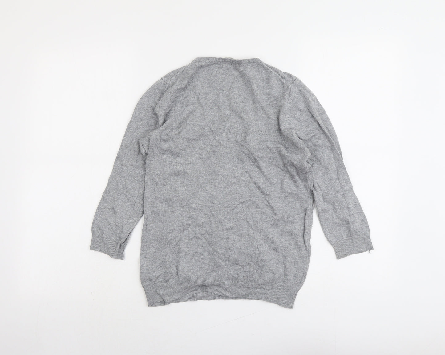Marks and Spencer Womens Grey V-Neck Viscose Pullover Jumper Size 10