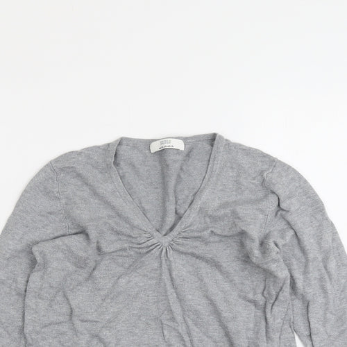Marks and Spencer Womens Grey V-Neck Viscose Pullover Jumper Size 10