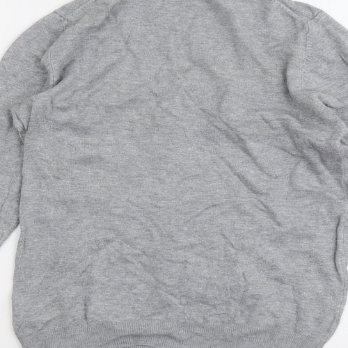 Marks and Spencer Womens Grey V-Neck Viscose Pullover Jumper Size 10