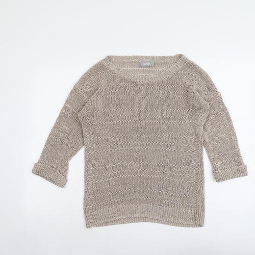 Wallis Womens Beige Boat Neck Acrylic Pullover Jumper Size M