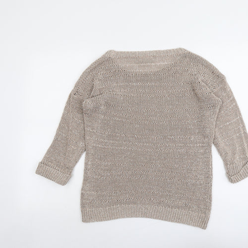 Wallis Womens Beige Boat Neck Acrylic Pullover Jumper Size M