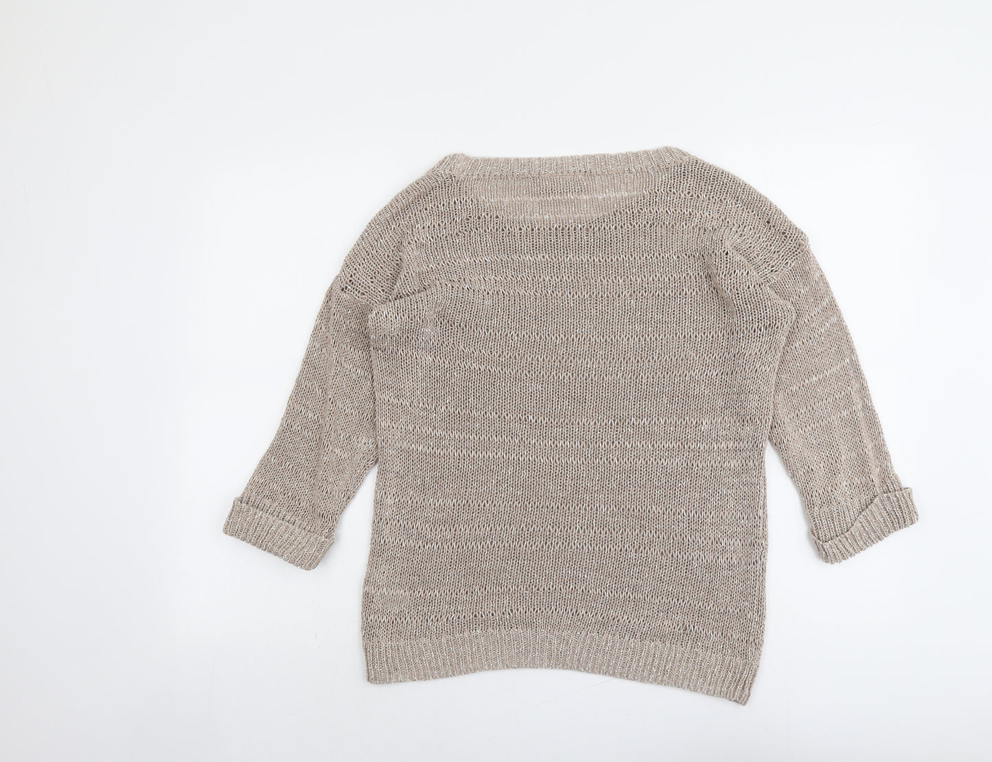 Wallis Womens Beige Boat Neck Acrylic Pullover Jumper Size M