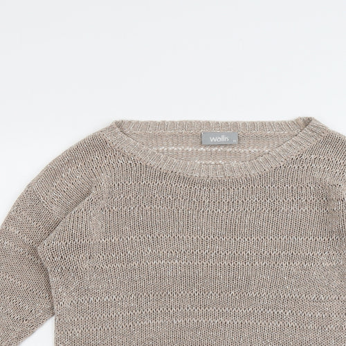 Wallis Womens Beige Boat Neck Acrylic Pullover Jumper Size M