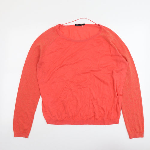 Monoprix Womens Red Round Neck Cotton Pullover Jumper Size 4