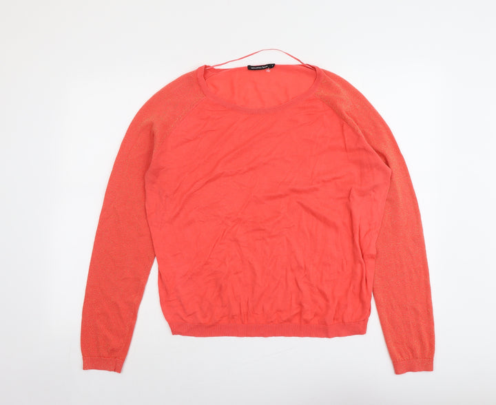 Monoprix Womens Red Round Neck Cotton Pullover Jumper Size 4