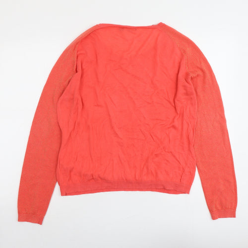 Monoprix Womens Red Round Neck Cotton Pullover Jumper Size 4