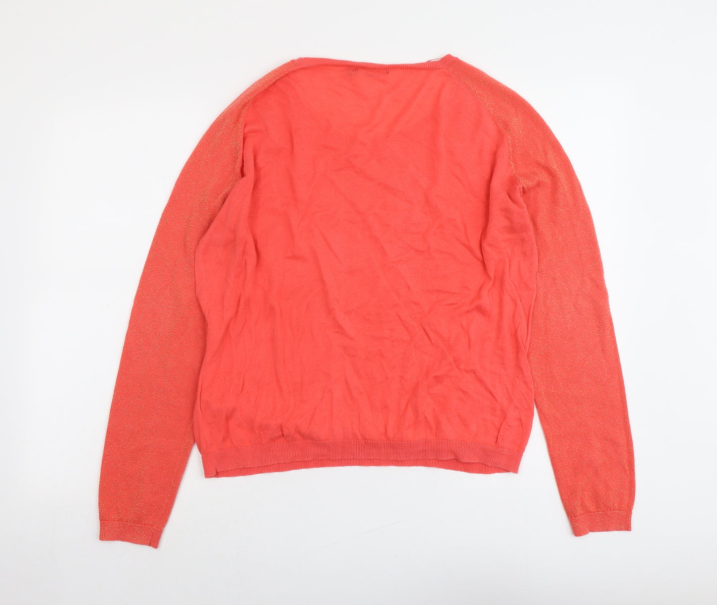 Monoprix Womens Red Round Neck Cotton Pullover Jumper Size 4