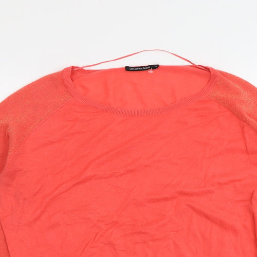Monoprix Womens Red Round Neck Cotton Pullover Jumper Size 4