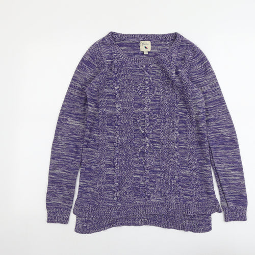 Yumi Womens Purple Round Neck Cotton Pullover Jumper Size 10