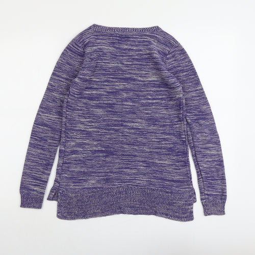 Yumi Womens Purple Round Neck Cotton Pullover Jumper Size 10