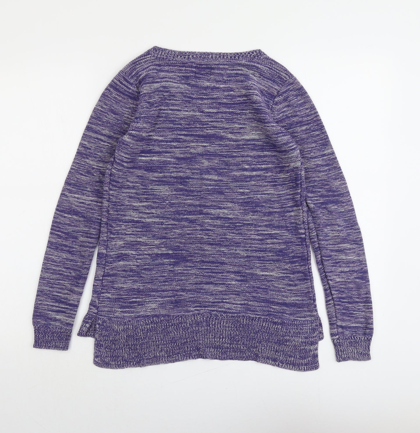 Yumi Womens Purple Round Neck Cotton Pullover Jumper Size 10
