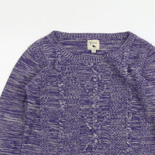 Yumi Womens Purple Round Neck Cotton Pullover Jumper Size 10