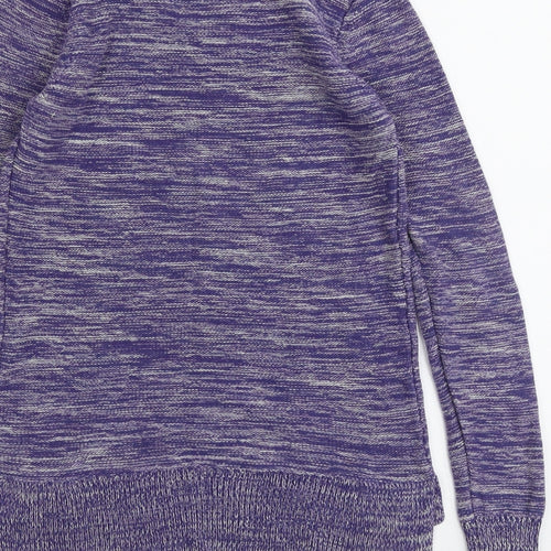Yumi Womens Purple Round Neck Cotton Pullover Jumper Size 10