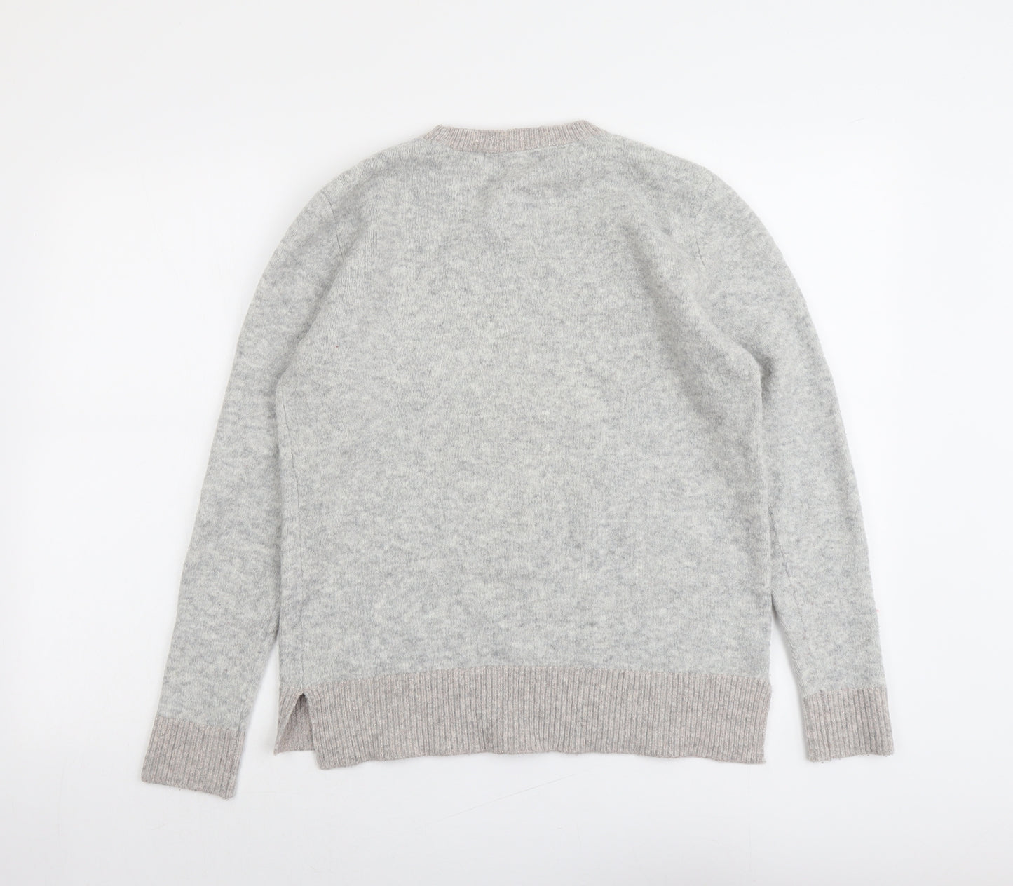 NEXT Womens Grey Round Neck Acrylic Pullover Jumper Size 10 - Reindeer Christmas