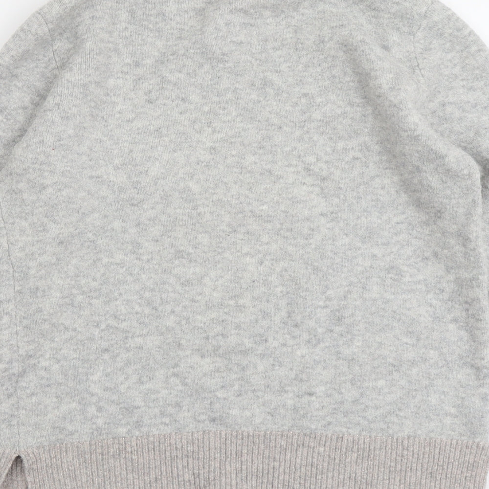 NEXT Womens Grey Round Neck Acrylic Pullover Jumper Size 10 - Reindeer Christmas