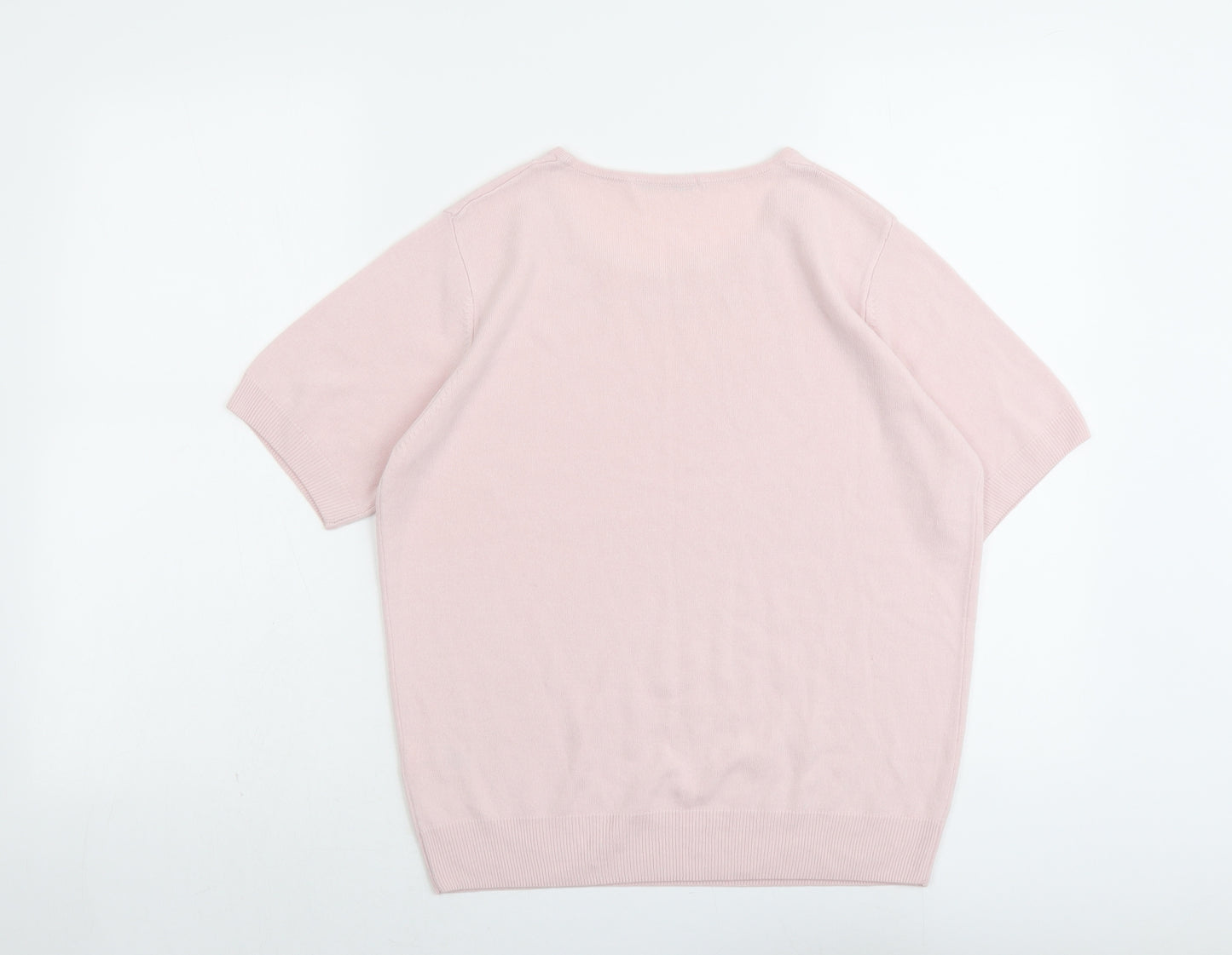 Marks and Spencer Womens Pink Round Neck Geometric Acrylic Pullover Jumper Size 16