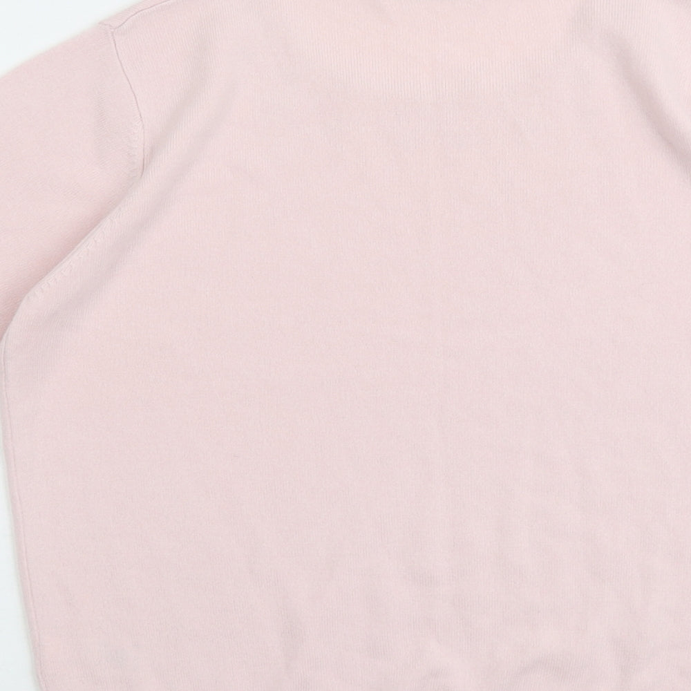 Marks and Spencer Womens Pink Round Neck Geometric Acrylic Pullover Jumper Size 16