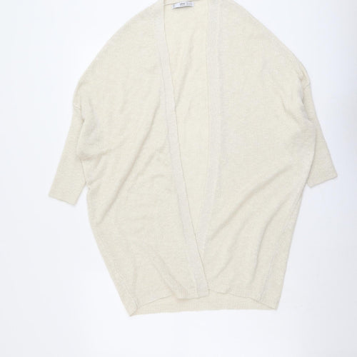 Mango Womens Beige V-Neck Acrylic Cardigan Jumper Size XS