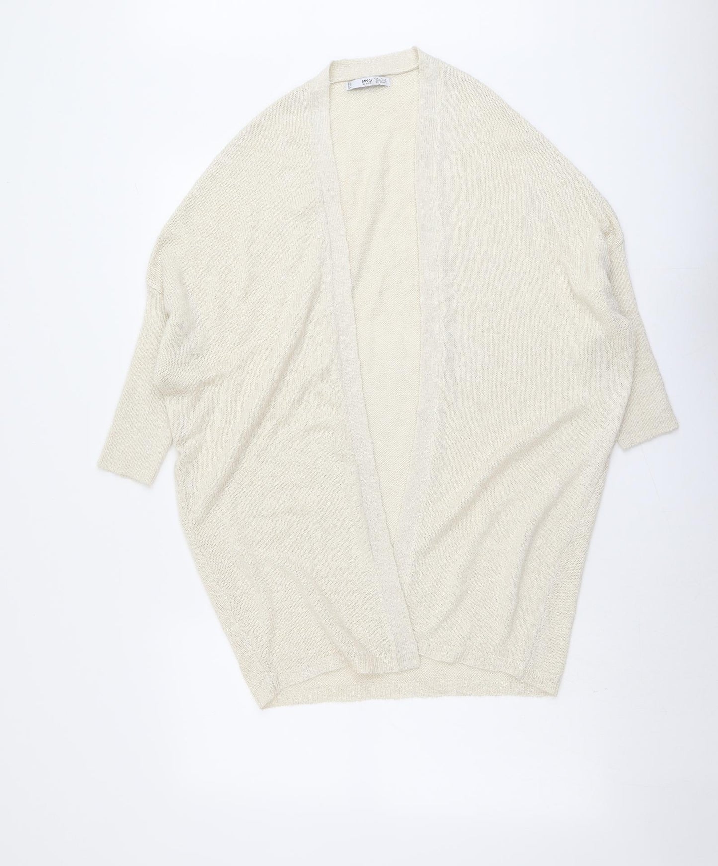 Mango Womens Beige V-Neck Acrylic Cardigan Jumper Size XS