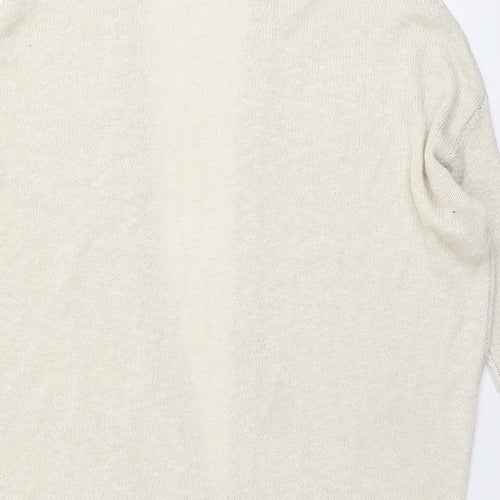 Mango Womens Beige V-Neck Acrylic Cardigan Jumper Size XS