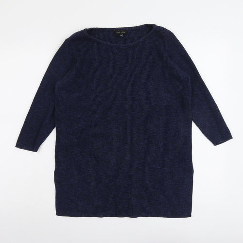 New Look Womens Blue Round Neck Cotton Pullover Jumper Size 10