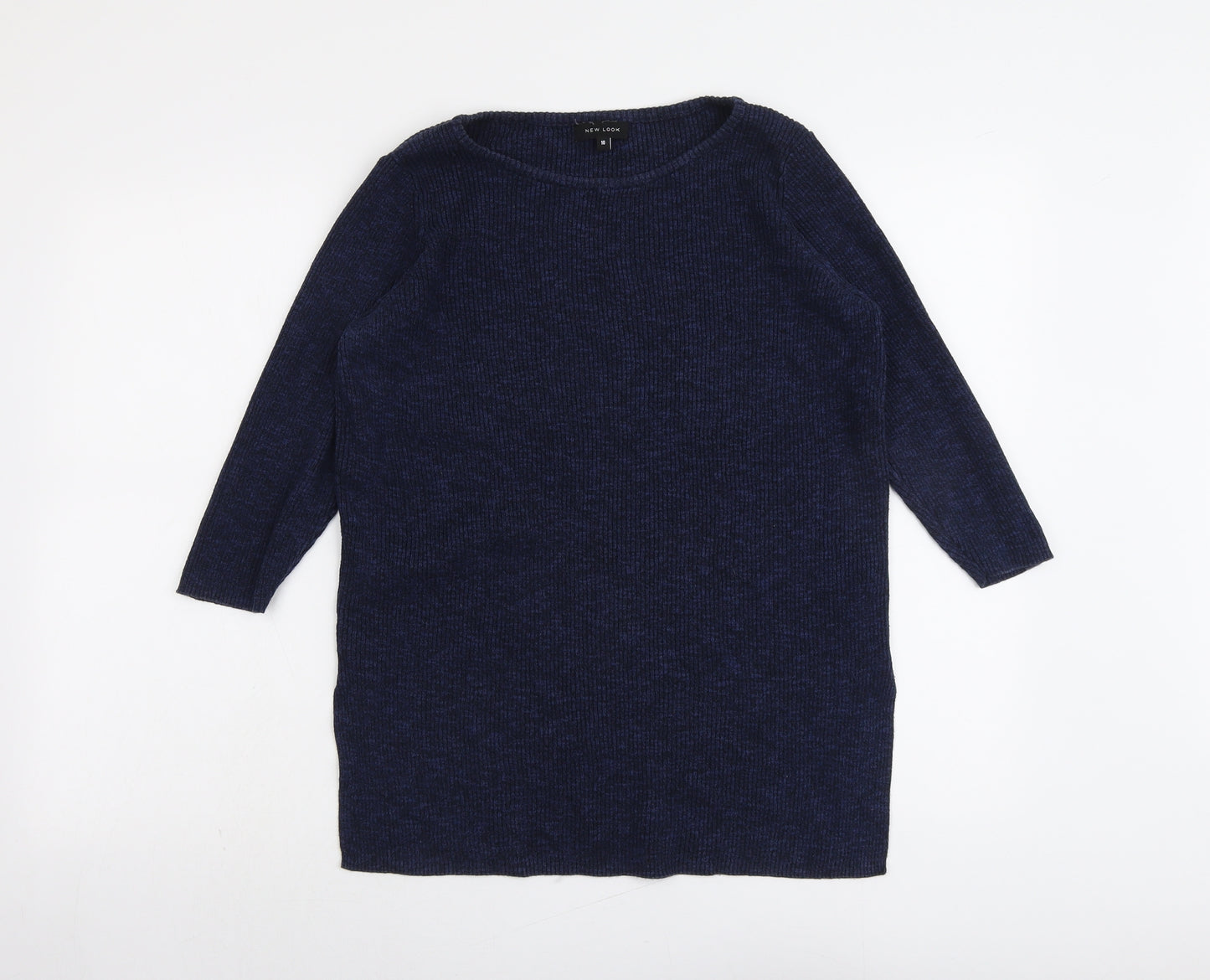 New Look Womens Blue Round Neck Cotton Pullover Jumper Size 10