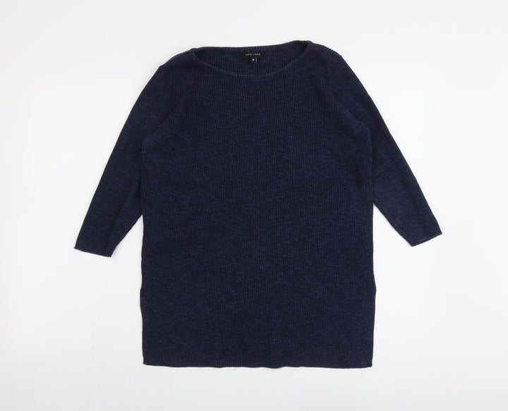 New Look Womens Blue Round Neck Cotton Pullover Jumper Size 10
