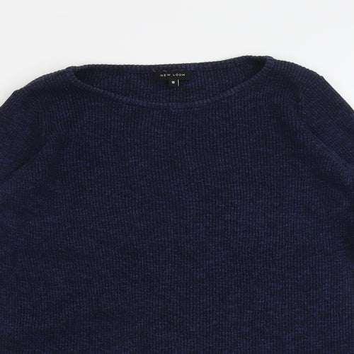 New Look Womens Blue Round Neck Cotton Pullover Jumper Size 10