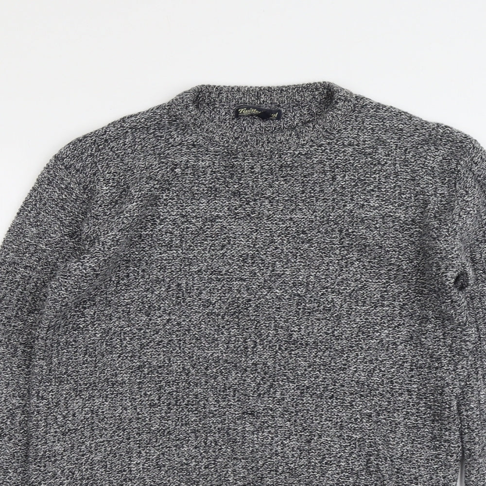 Twisted Soul Womens Grey Round Neck Acrylic Pullover Jumper Size S
