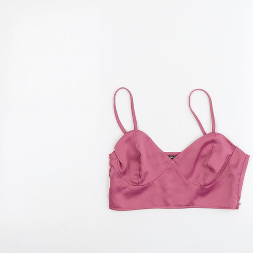 Nasty Gal Womens Pink Polyester Cropped Tank Size 8 Sweetheart