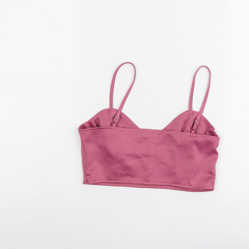 Nasty Gal Womens Pink Polyester Cropped Tank Size 8 Sweetheart