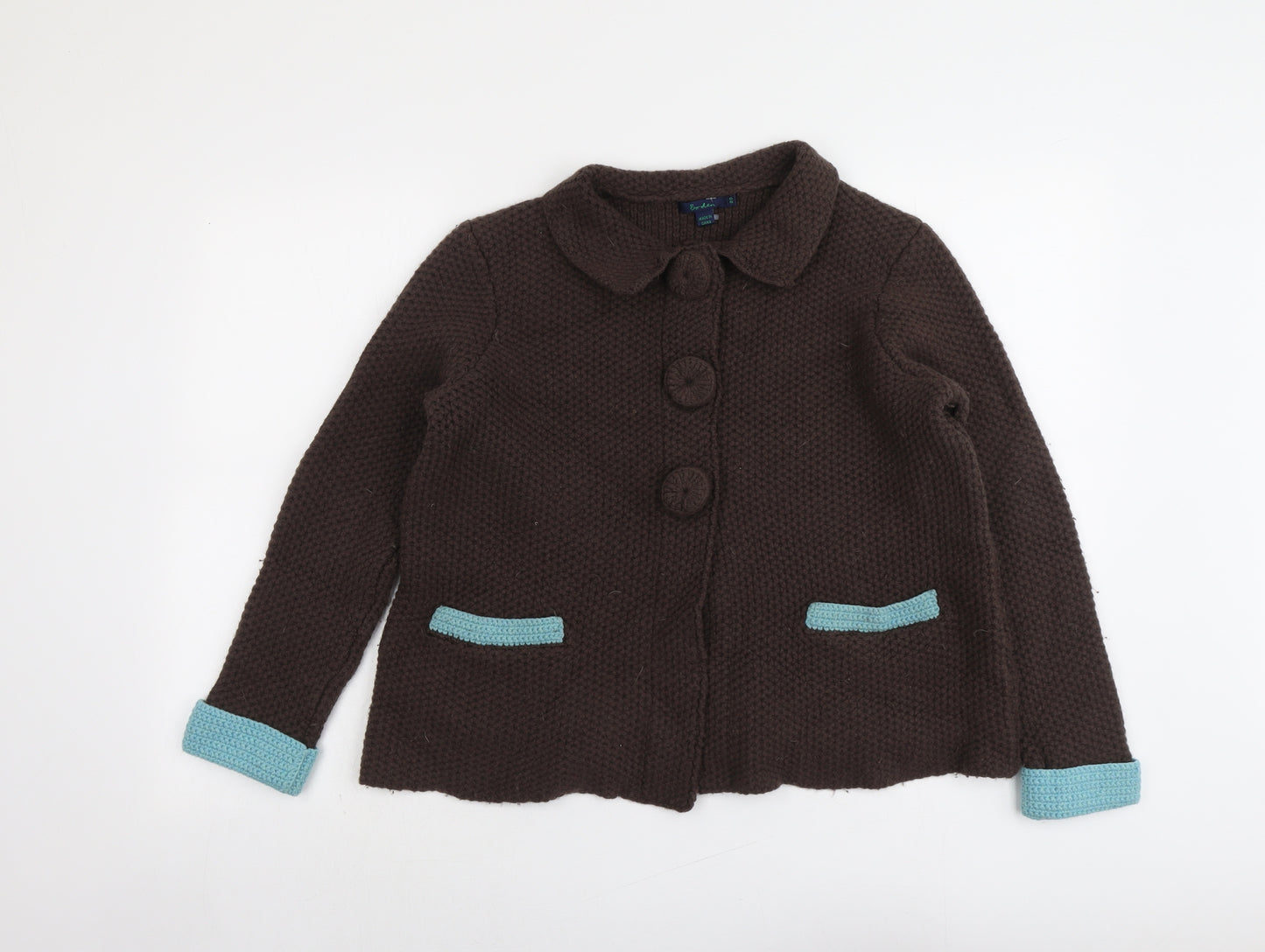 Boden Womens Brown Collared Wool Cardigan Jumper Size 20