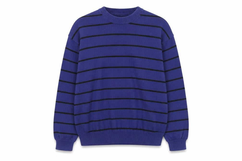 Blue Harbour Mens Blue Crew Neck Striped Cotton Pullover Jumper Size M Long Sleeve
