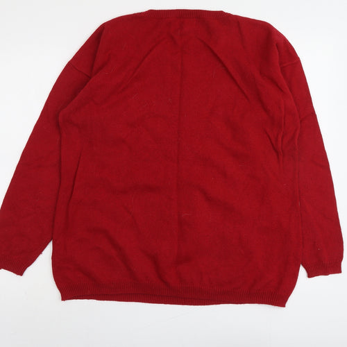 NEXT Womens Red Round Neck Cotton Pullover Jumper Size 16 - Reindeer Christmas