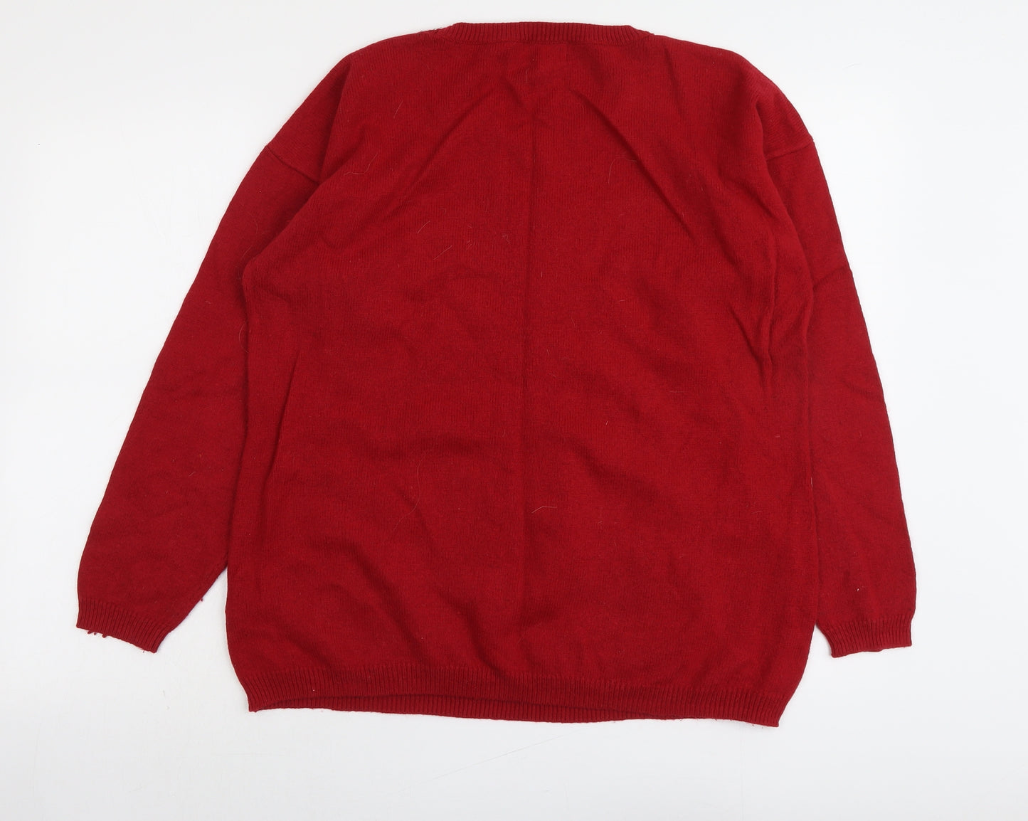 NEXT Womens Red Round Neck Cotton Pullover Jumper Size 16 - Reindeer Christmas