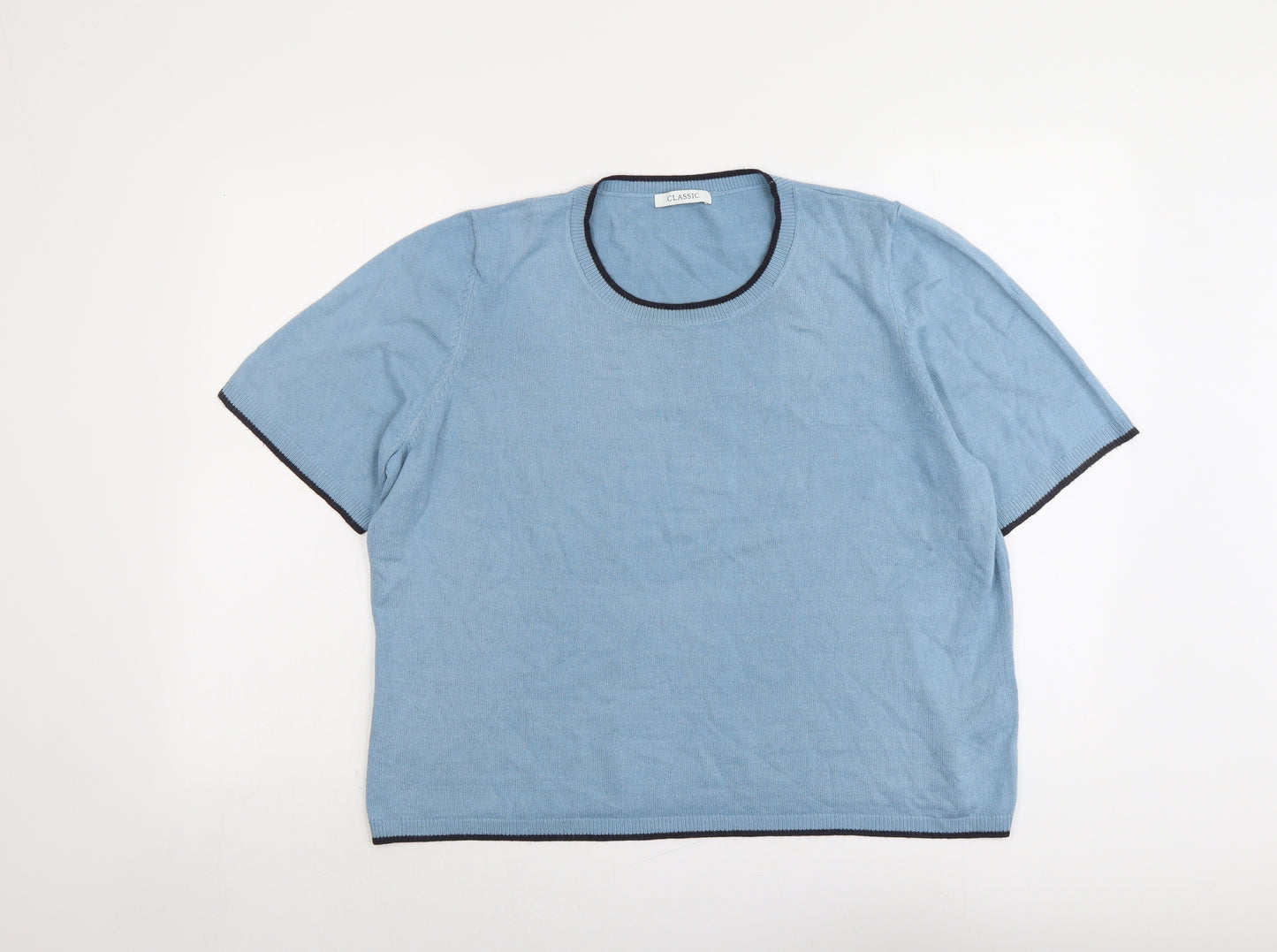 Marks and Spencer Womens Blue Round Neck Acrylic Pullover Jumper Size 20