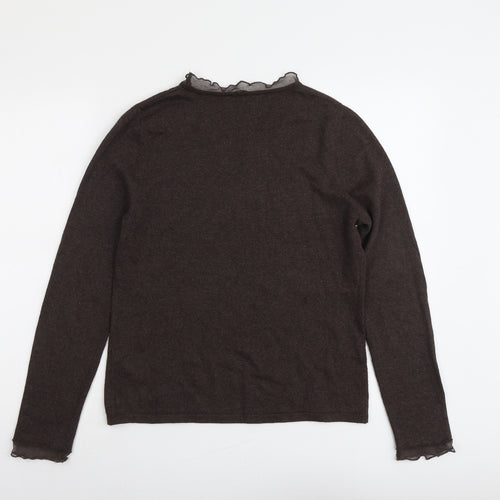 Gerry Weber Womens Brown Round Neck Cotton Pullover Jumper Size 12