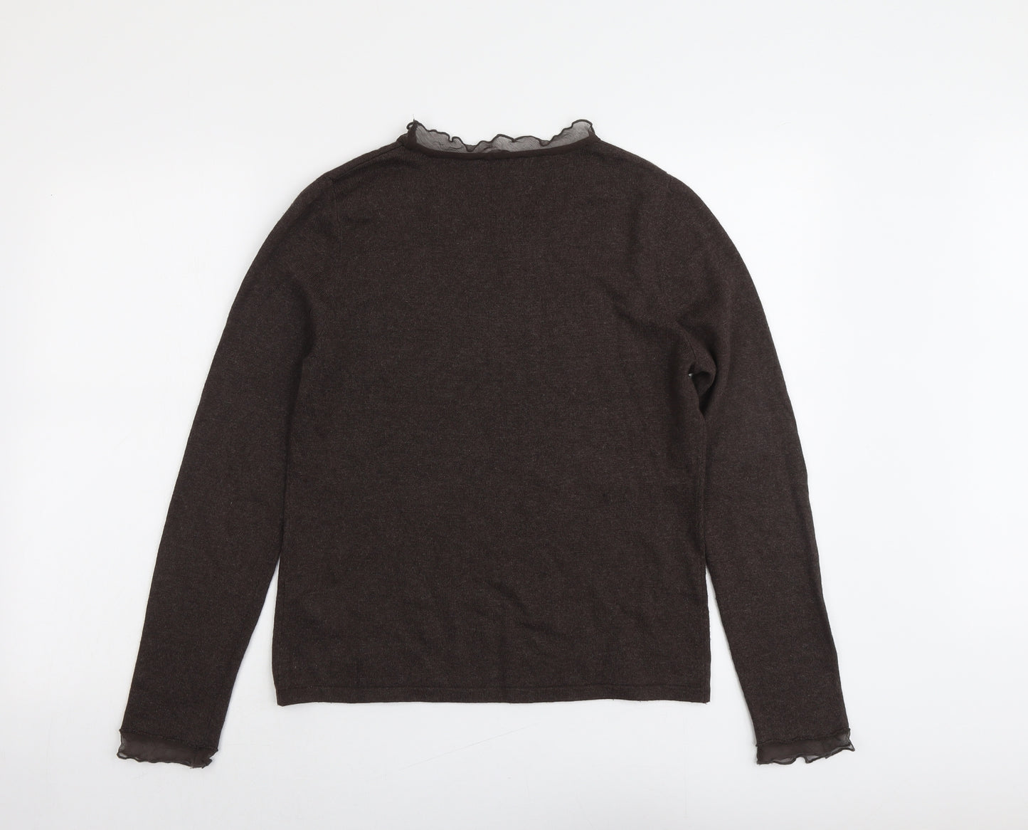 Gerry Weber Womens Brown Round Neck Cotton Pullover Jumper Size 12