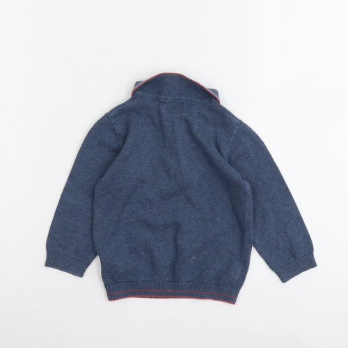 NEXT Boys Blue Collared Cotton Pullover Jumper Size 2 Years Button