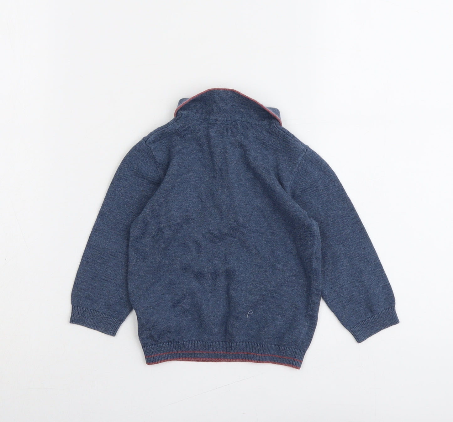 NEXT Boys Blue Collared Cotton Pullover Jumper Size 2 Years Button