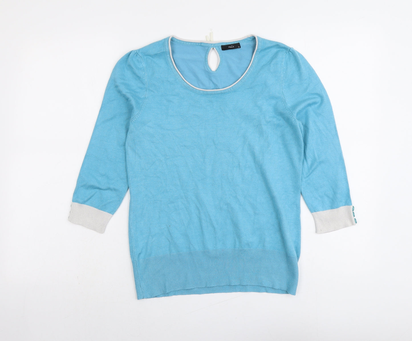 M&Co Womens Blue Round Neck Viscose Pullover Jumper Size 10