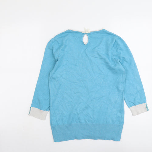 M&Co Womens Blue Round Neck Viscose Pullover Jumper Size 10