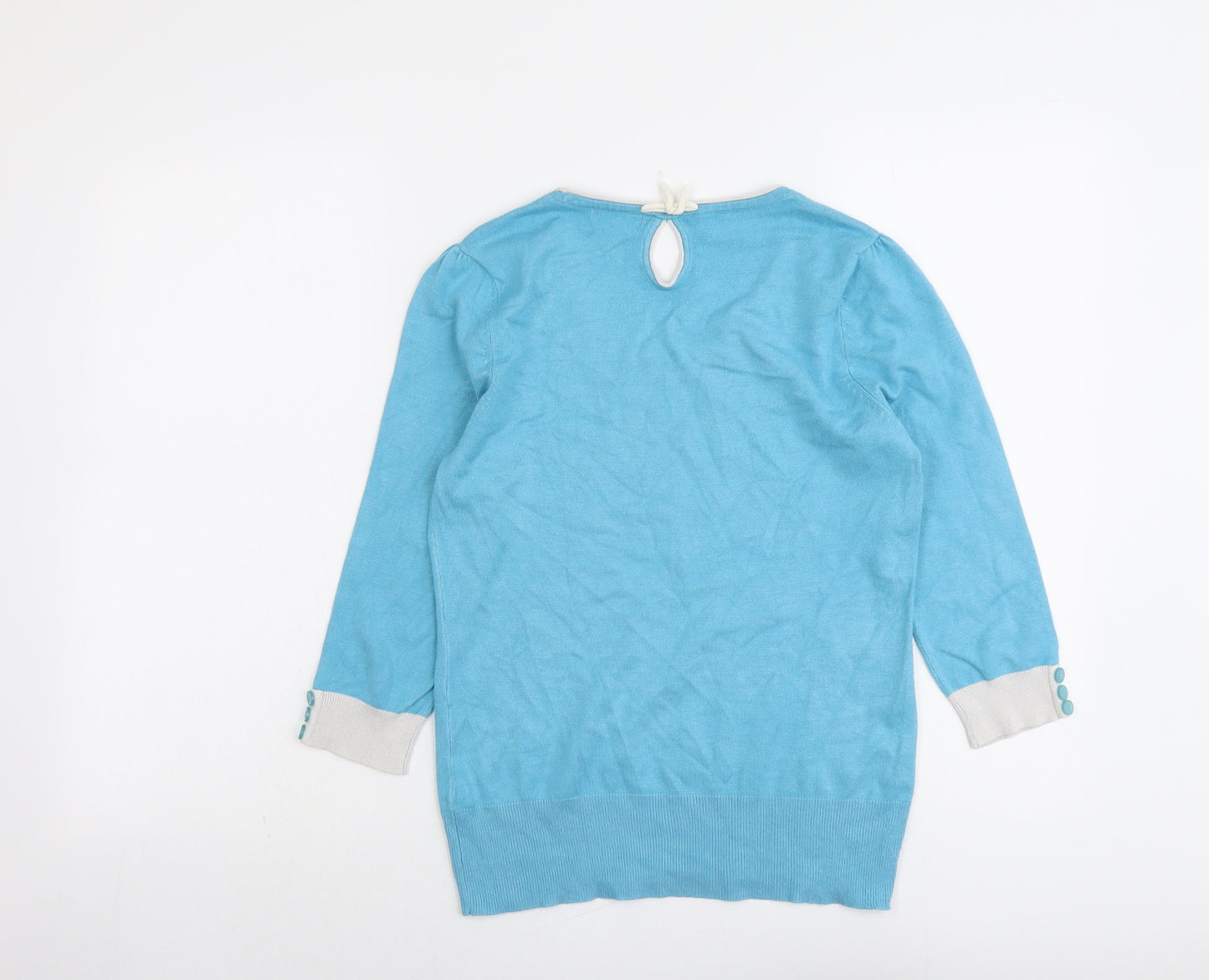 M&Co Womens Blue Round Neck Viscose Pullover Jumper Size 10