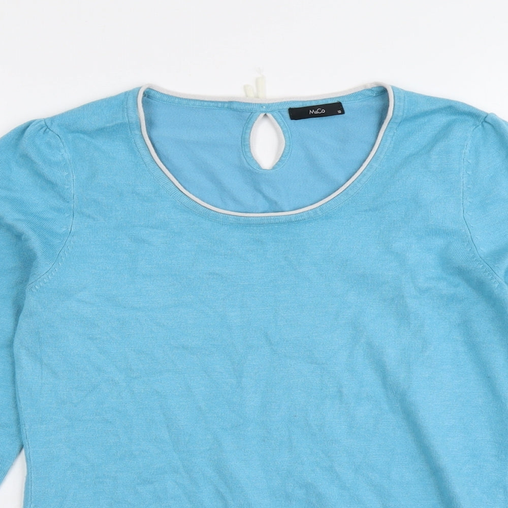 M&Co Womens Blue Round Neck Viscose Pullover Jumper Size 10