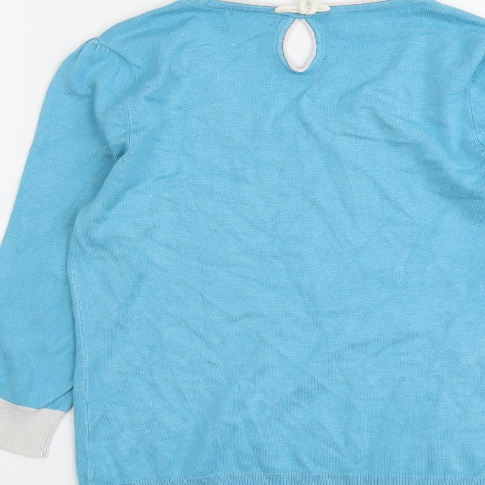 M&Co Womens Blue Round Neck Viscose Pullover Jumper Size 10